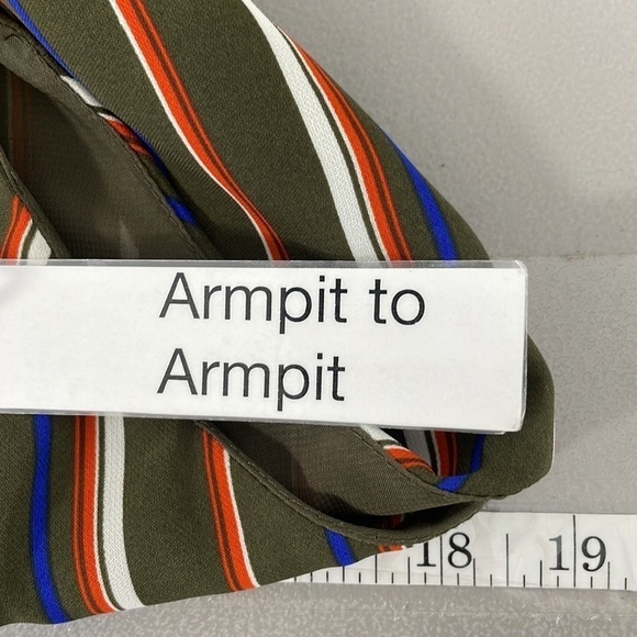 LUNIK Dress Wrap Olive Green Orange Blue Stripes Size Large - Picture 13 of 15